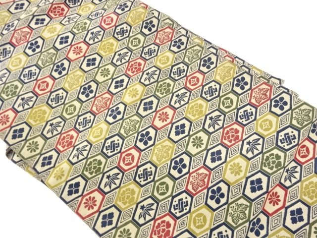 JAPANESE KIMONO / CLASSIC PATTERN WOVEN TORTOISESHELL NAGOYA OBI